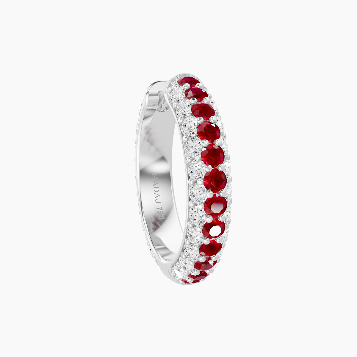 Theia | 18k White Gold 9.5 mm Pave Ruby & Diamond Hoop Piercing