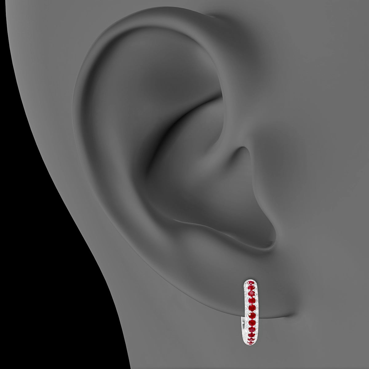 Theia | 18k White Gold 9.5 mm Pave Ruby & Diamond Hoop Piercing