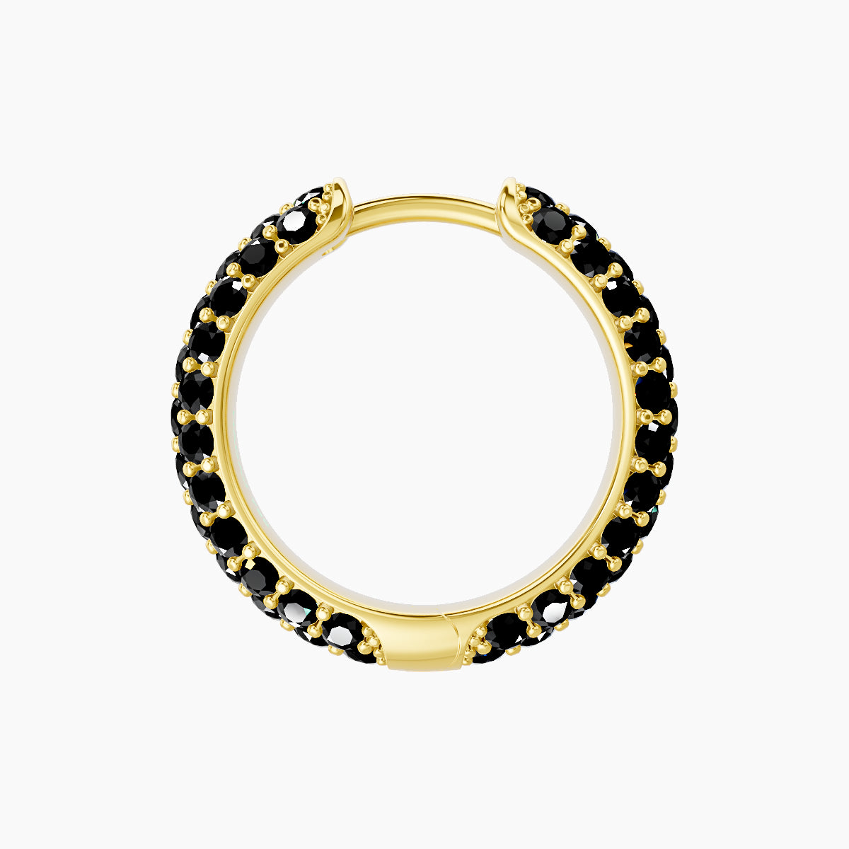 Theia | 18k Yellow Gold 9.5 mm Pave Black Diamond Hoop Piercing