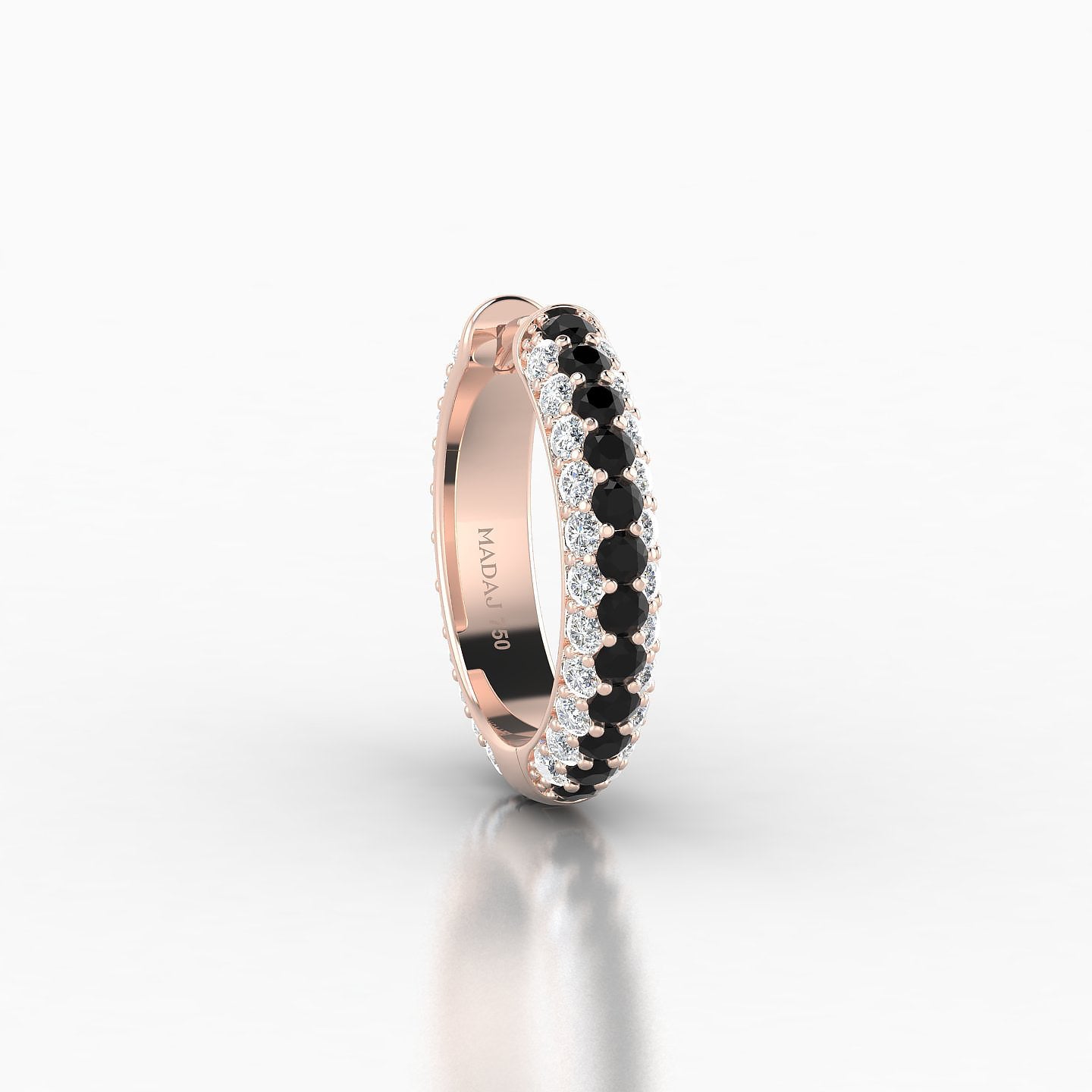 Theia | 18k Rose Gold 9.5 mm Pave Black Diamond & Diamond Hoop Piercing