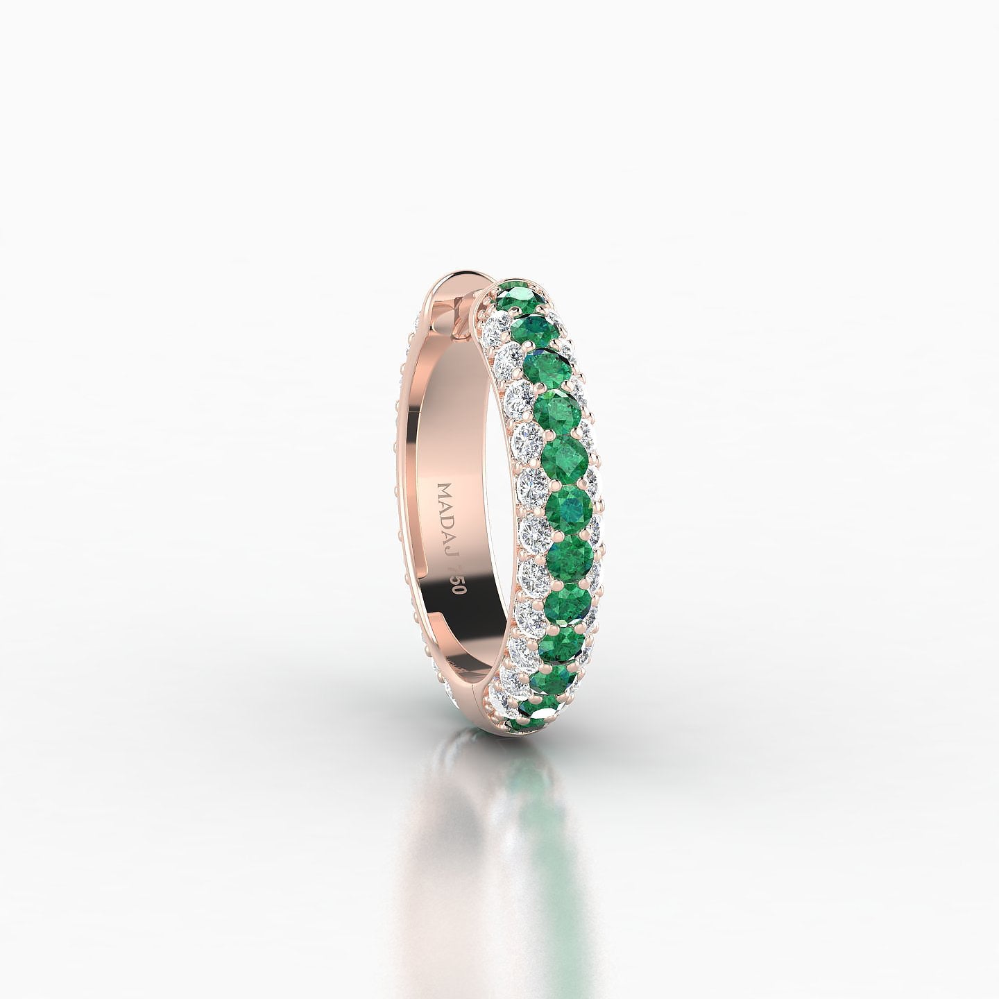 Theia | 18k Rose Gold 9.5 mm Pave Emerald & Diamond Hoop Piercing