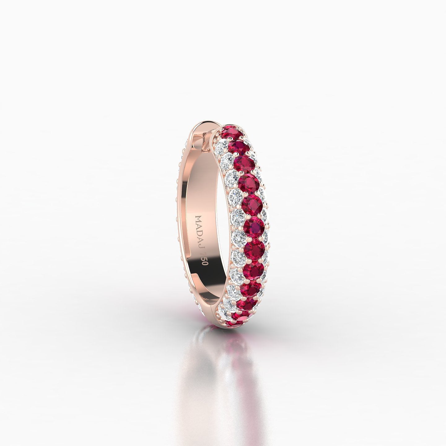 Theia | 18k Rose Gold 9.5 mm Pave Ruby & Diamond Hoop Piercing