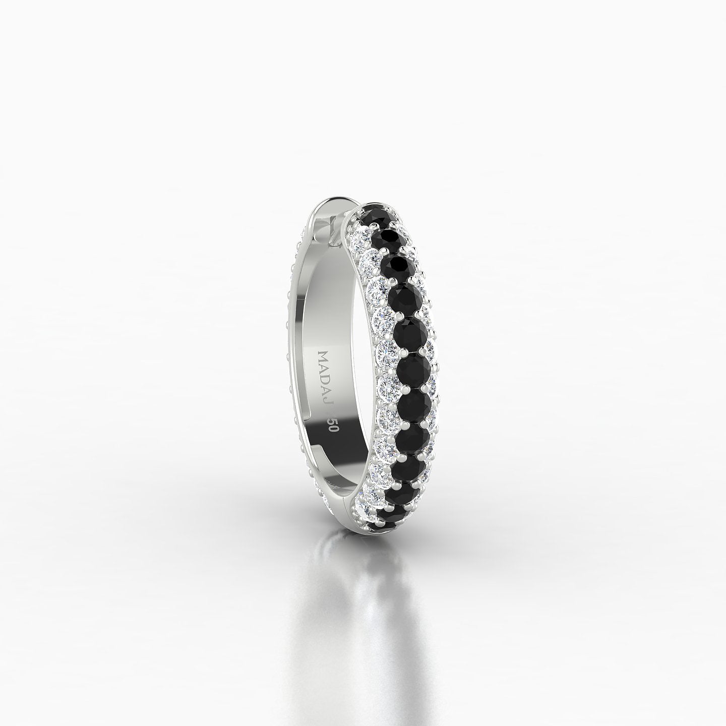 Theia | 18k White Gold 9.5 mm Pave Black Diamond & Diamond Hoop Piercing