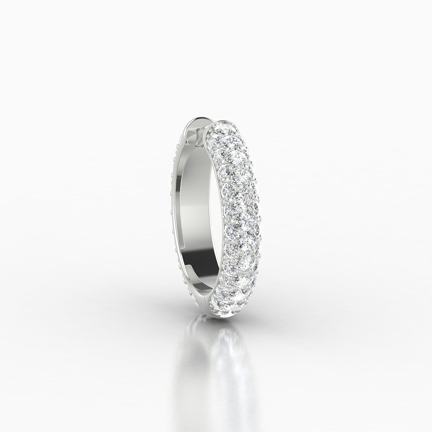 Theia | 18k White Gold 9.5 mm Pave Diamond Hoop Piercing