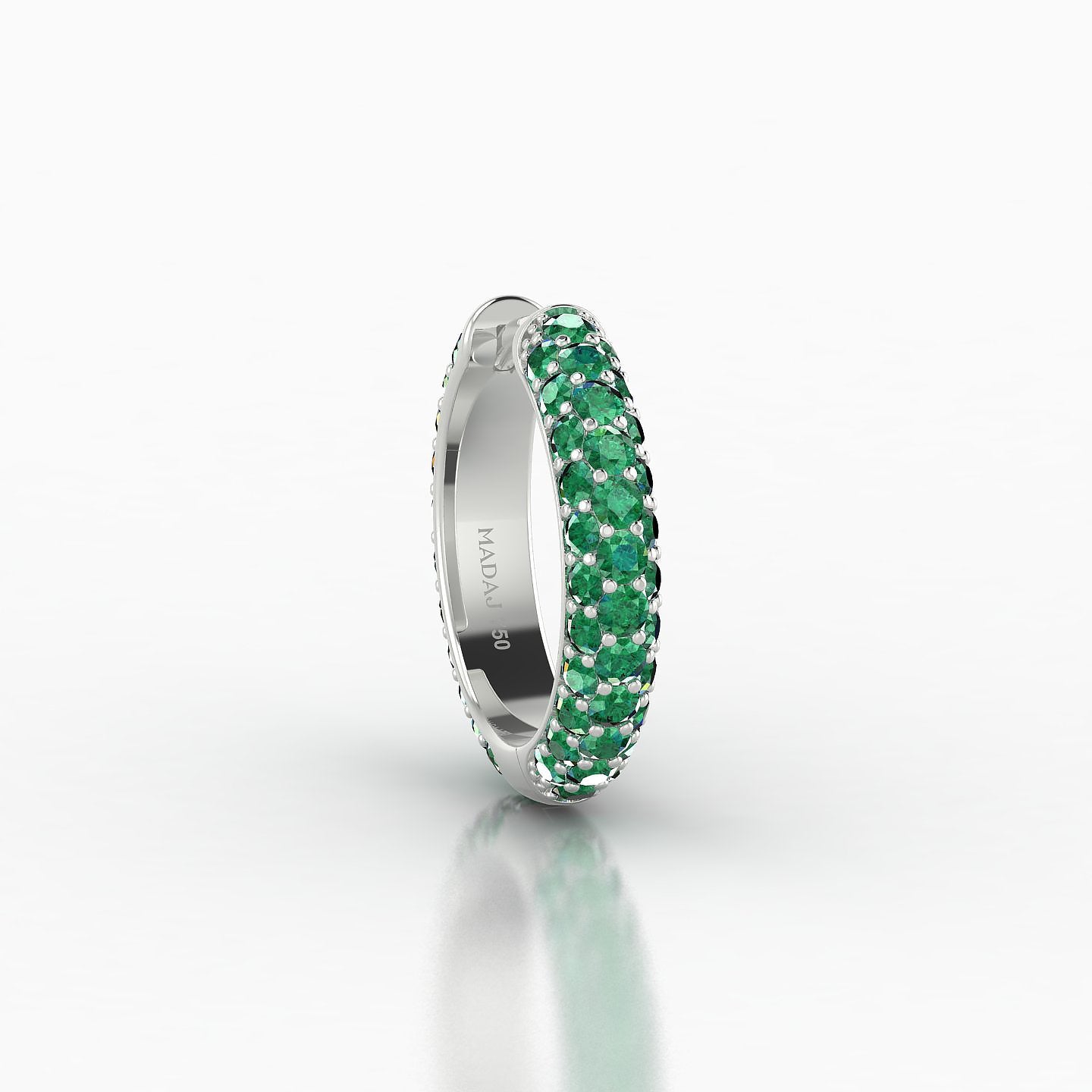 Theia | 18k White Gold 9.5 mm Pave Emerald Hoop Piercing