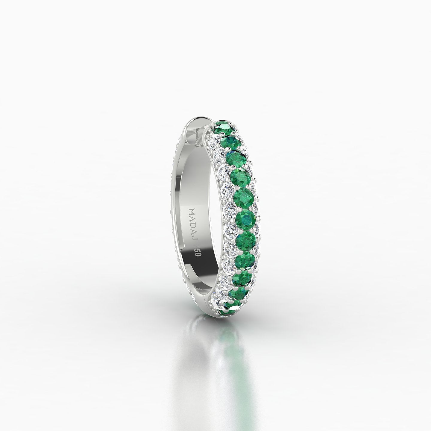 Theia | 18k White Gold 9.5 mm Pave Emerald & Diamond Hoop Piercing