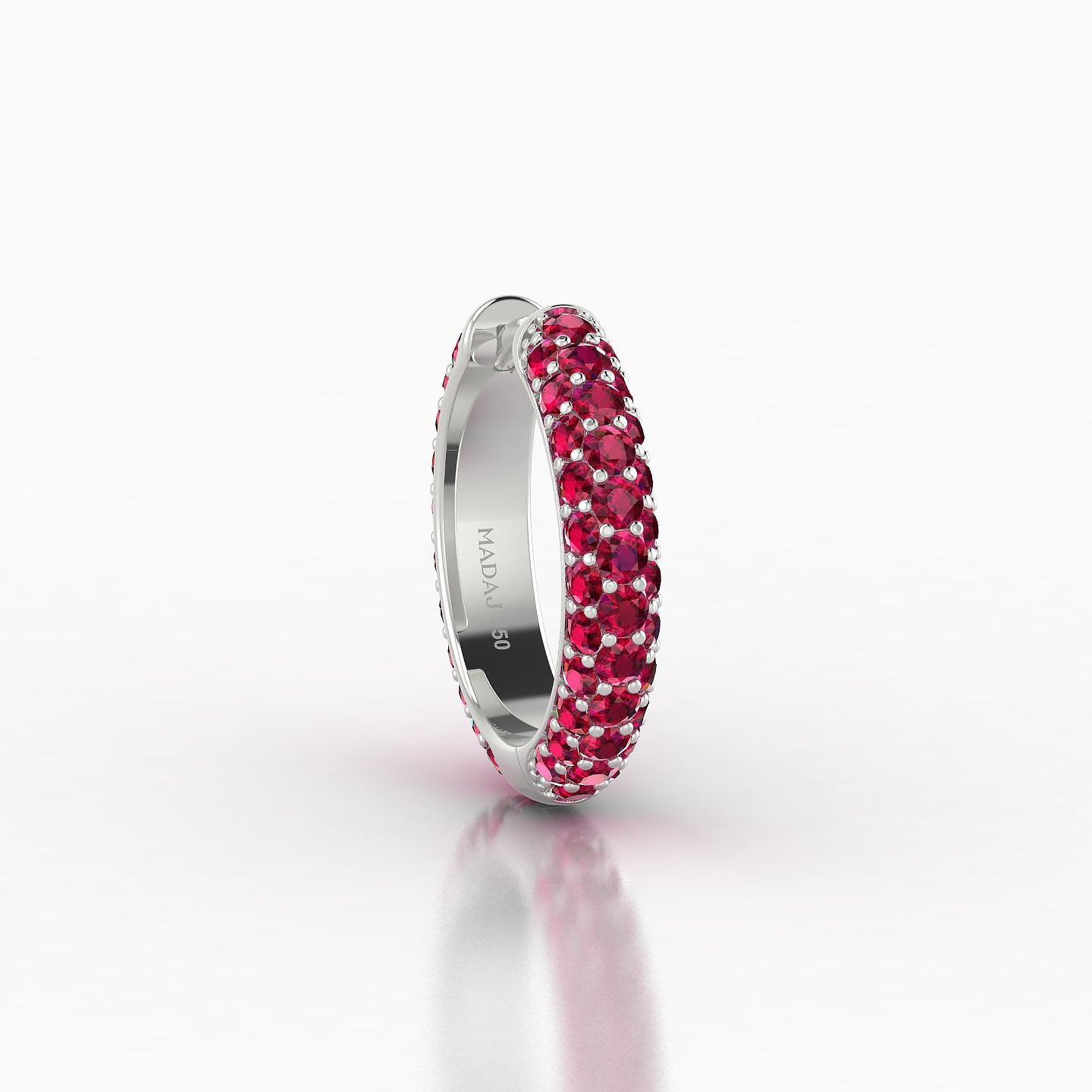 Theia | 18k White Gold 9.5 mm Pave Ruby Hoop Piercing