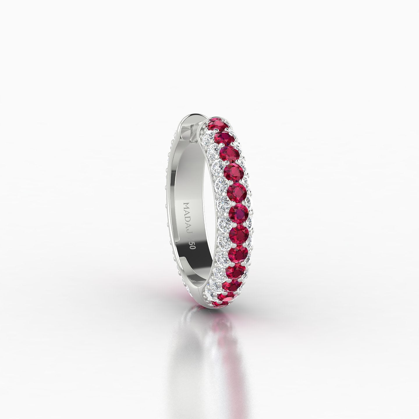 Theia | 18k White Gold 9.5 mm Pave Ruby & Diamond Hoop Piercing