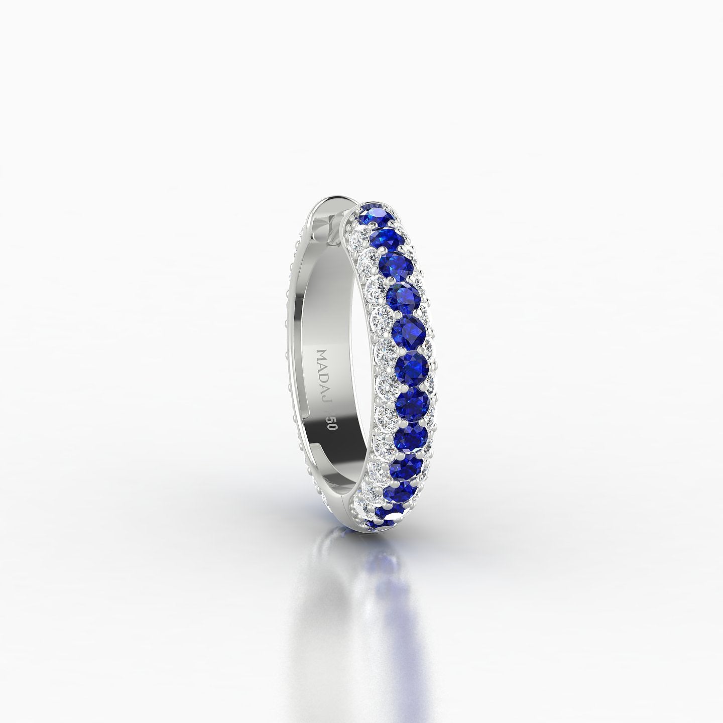 Theia | 18k White Gold 9.5 mm Pave Sapphire & Diamond Hoop Piercing