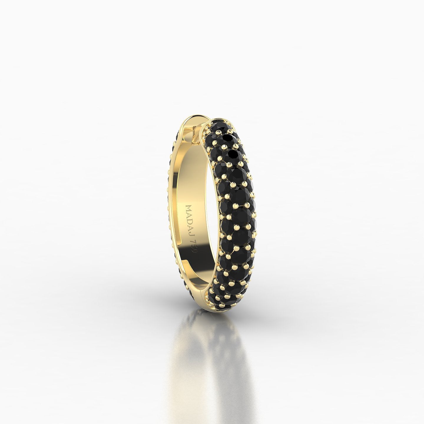 Theia | 18k Yellow Gold 9.5 mm Pave Black Diamond Hoop Piercing