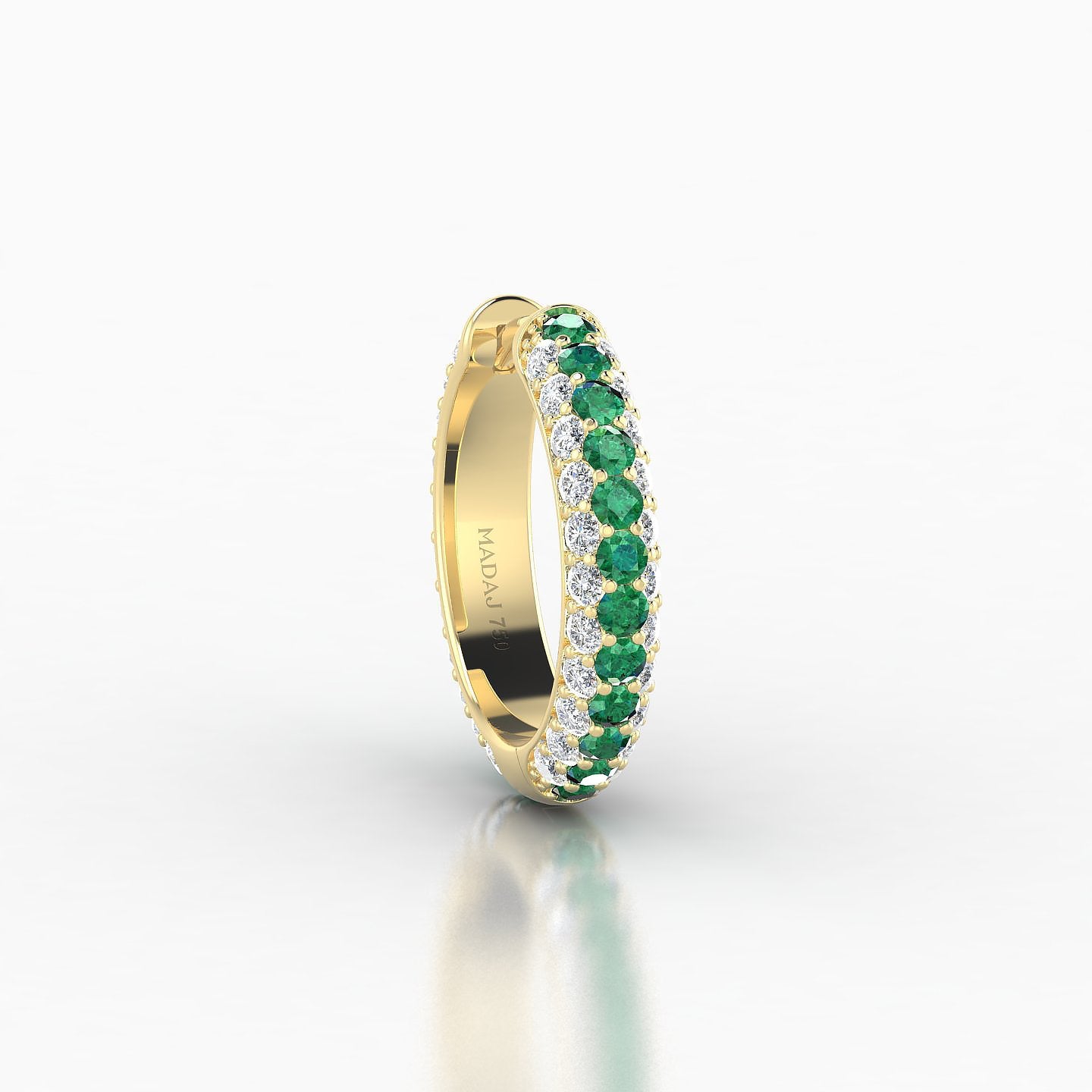 Theia | 18k Yellow Gold 9.5 mm Pave Emerald & Diamond Hoop Piercing