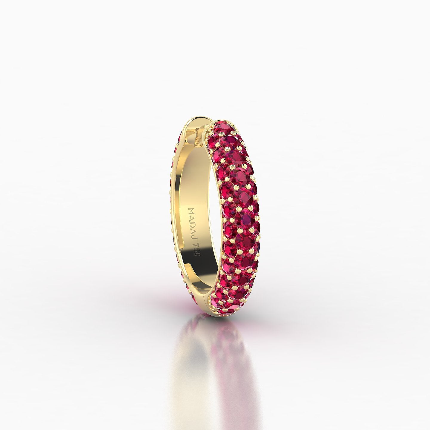 Theia | 18k Yellow Gold 9.5 mm Pave Ruby Hoop Piercing