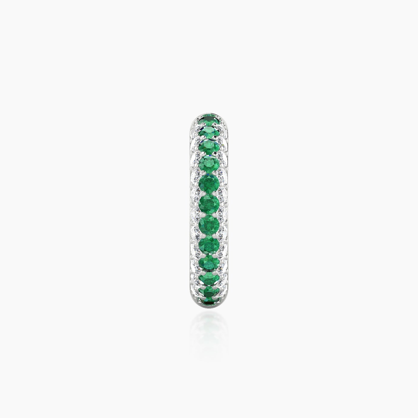 Theia | 18k White Gold 9.5 mm Pave Emerald & Diamond Hoop Piercing