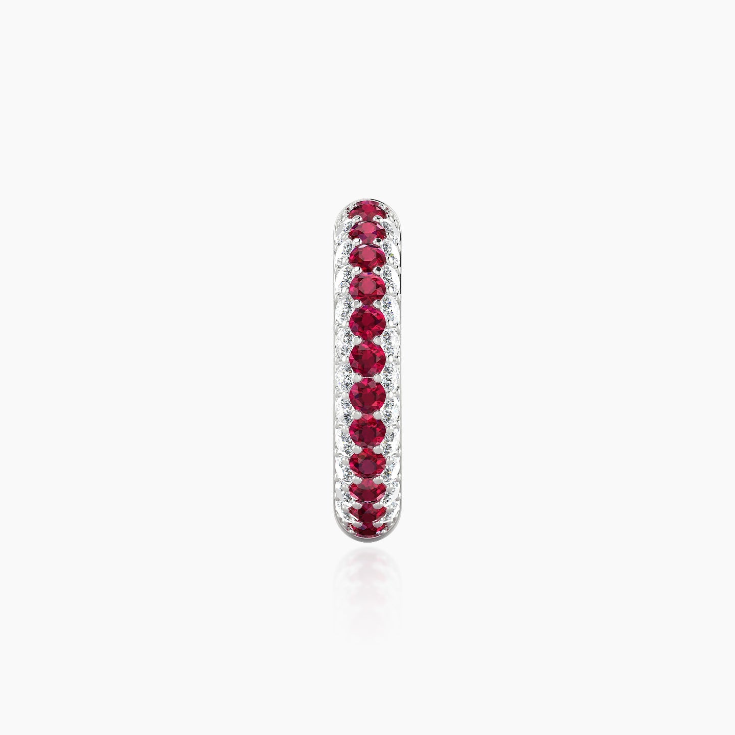 Theia | 18k White Gold 9.5 mm Pave Ruby & Diamond Hoop Piercing