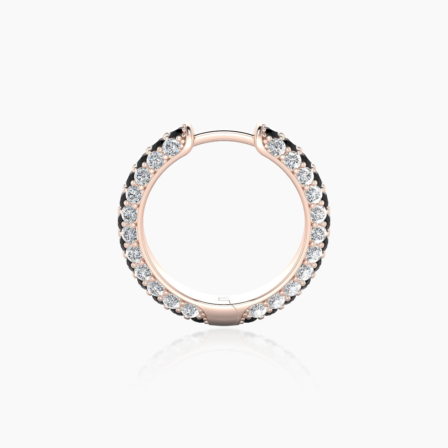 Theia | 18k Rose Gold 9.5 mm Pave Black Diamond & Diamond Hoop Piercing