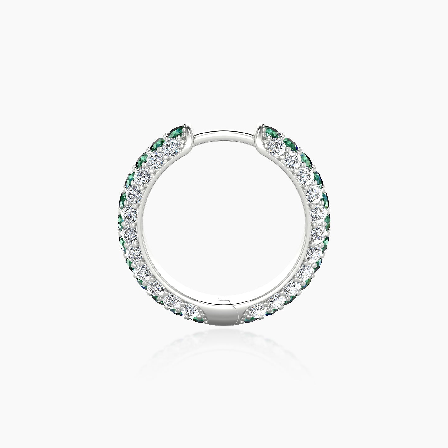 Theia | 18k White Gold 9.5 mm Pave Emerald & Diamond Hoop Piercing