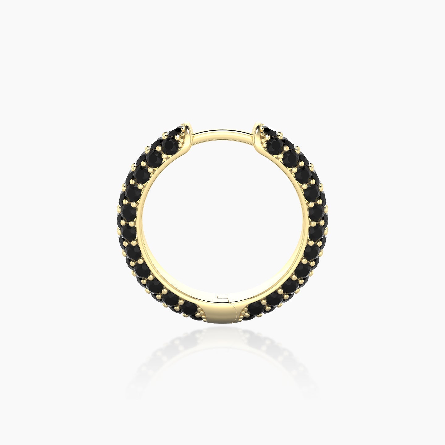 Theia | 18k Yellow Gold 9.5 mm Pave Black Diamond Hoop Piercing