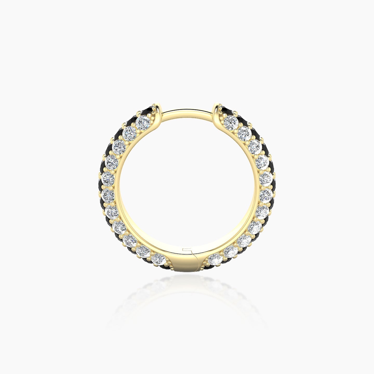 Theia | 18k Yellow Gold 9.5 mm Pave Black Diamond & Diamond Hoop Piercing