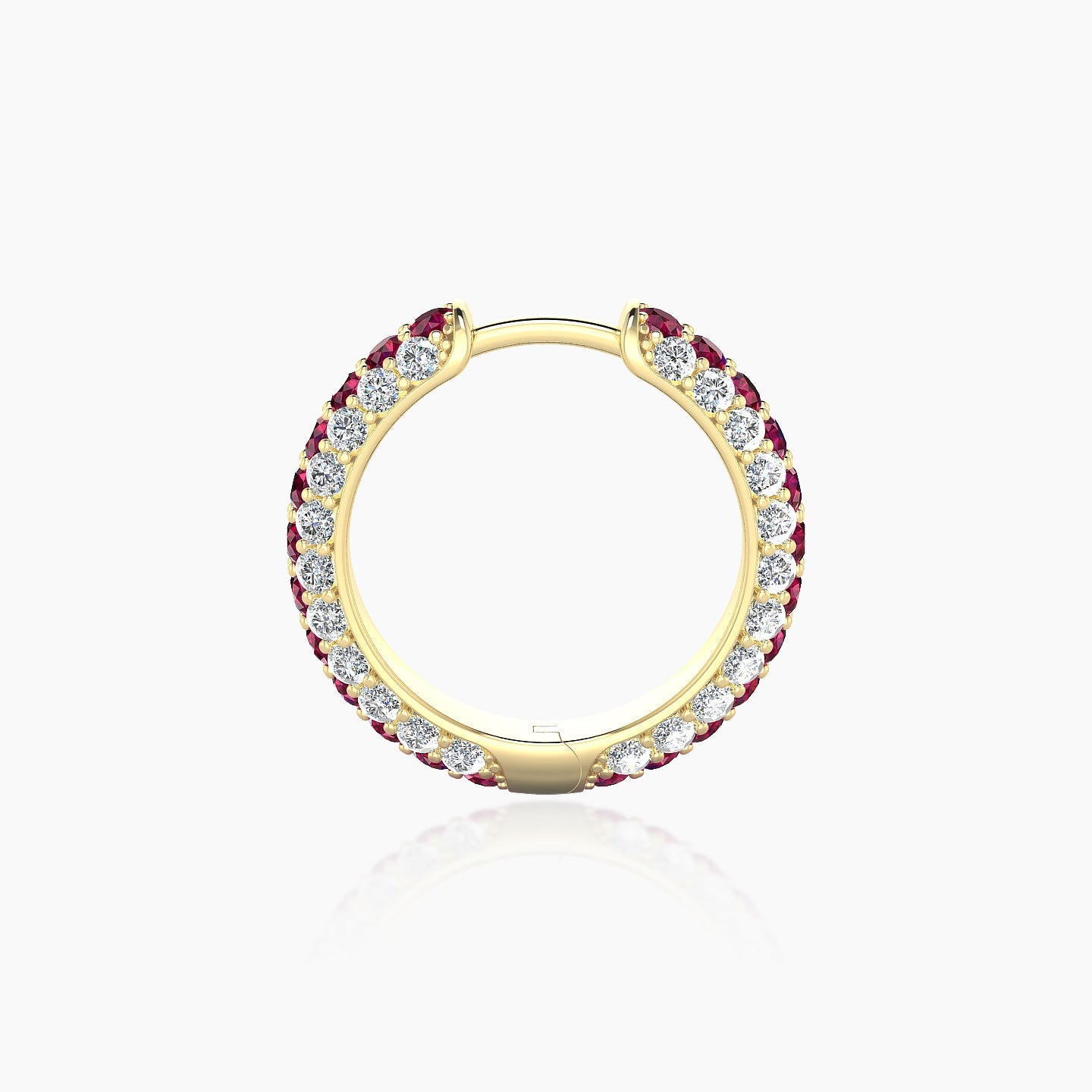 Theia | 18k Yellow Gold 9.5 mm Pave Ruby & Diamond Hoop Piercing