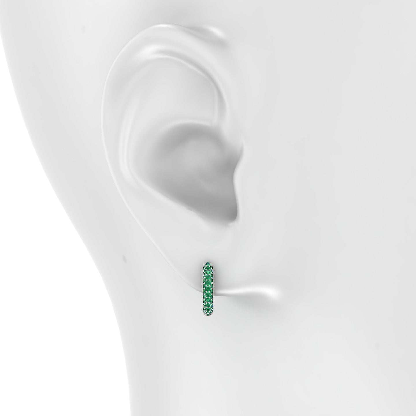 Theia | 18k White Gold 9.5 mm Pave Emerald Hoop Piercing