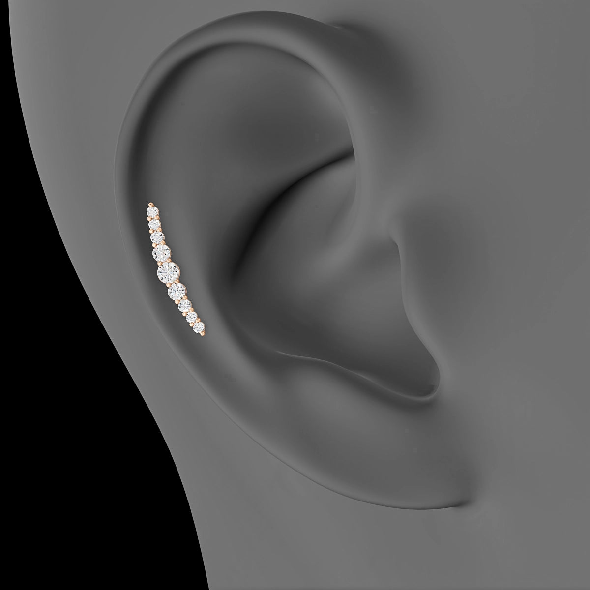 Tiamat | 18k Rose Gold 16.5 mm 5 mm Long Diamond Piercing