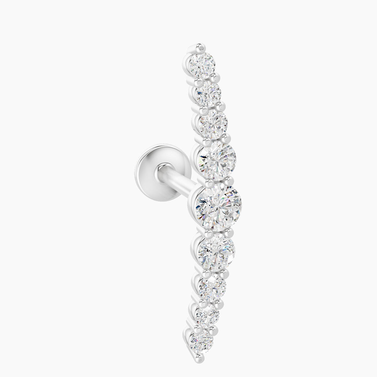 Tiamat | 18k White Gold 16.5 mm 8 mm Long Diamond Piercing
