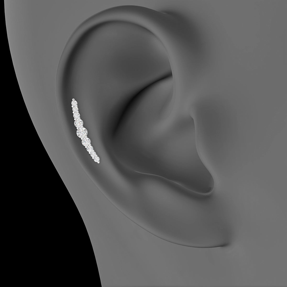 Tiamat | 18k White Gold 16.5 mm 8 mm Long Diamond Piercing
