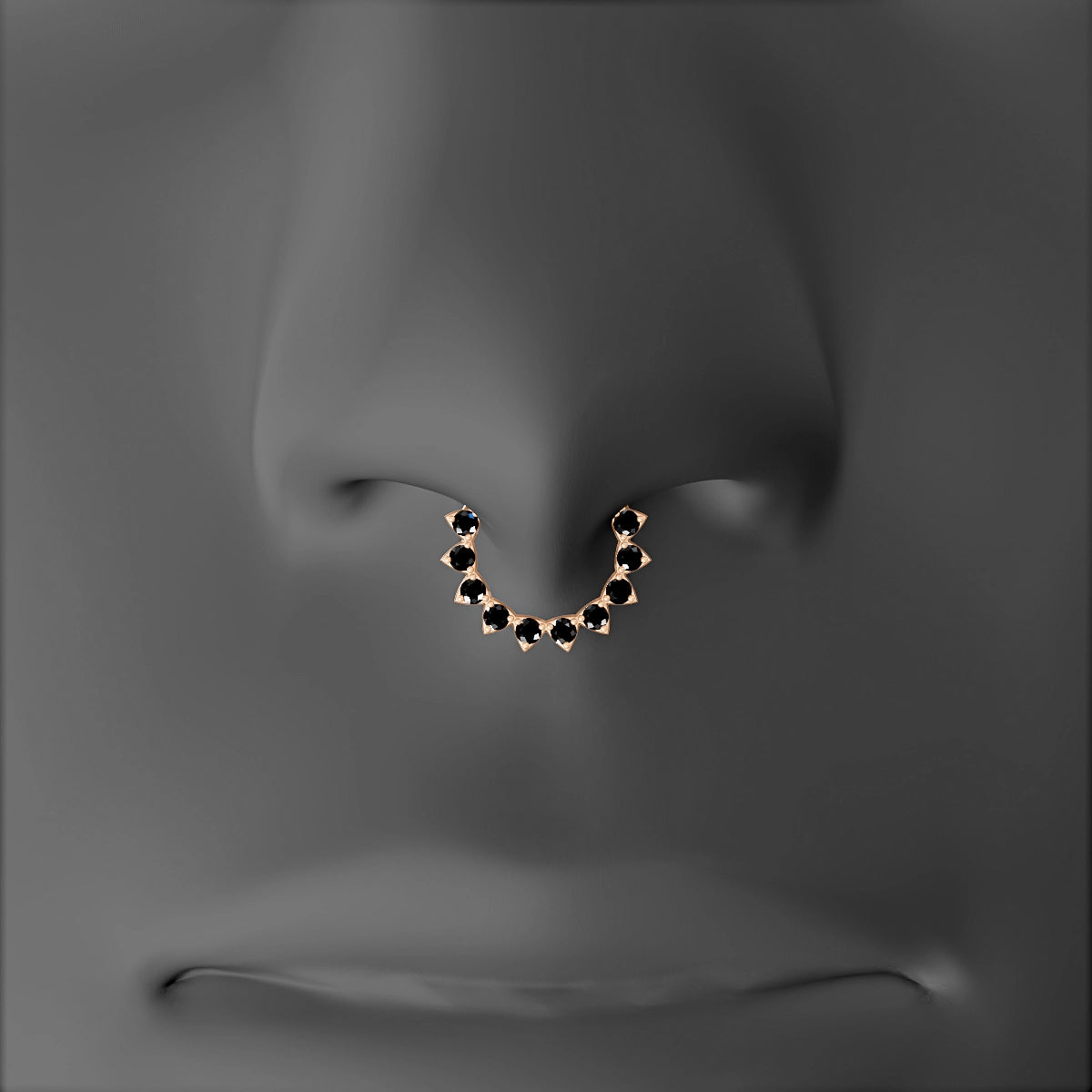 Uma | 18k Rose Gold 8 mm Black Diamond Septum Piercing