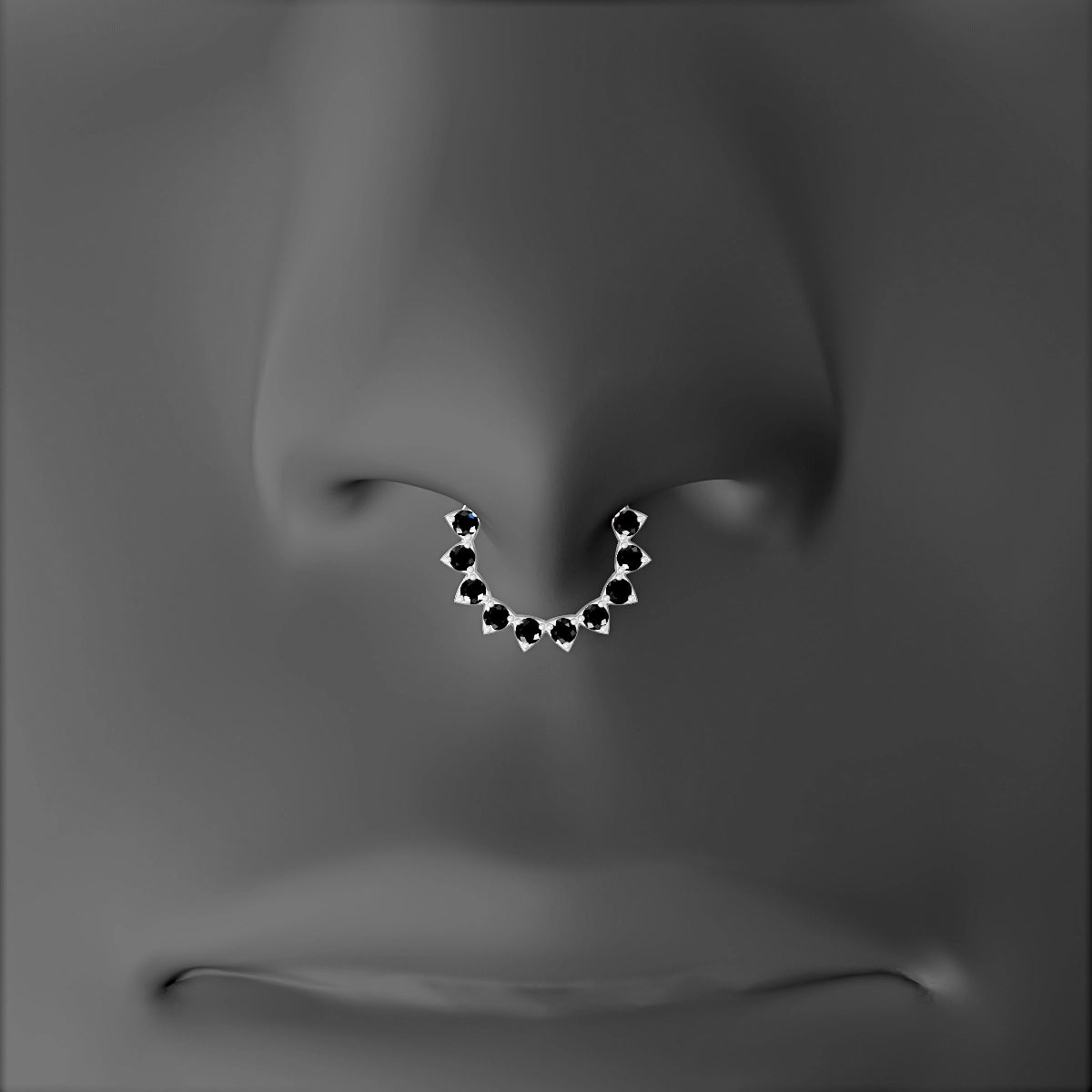 Uma | 18k White Gold 8 mm Black Diamond Septum Piercing