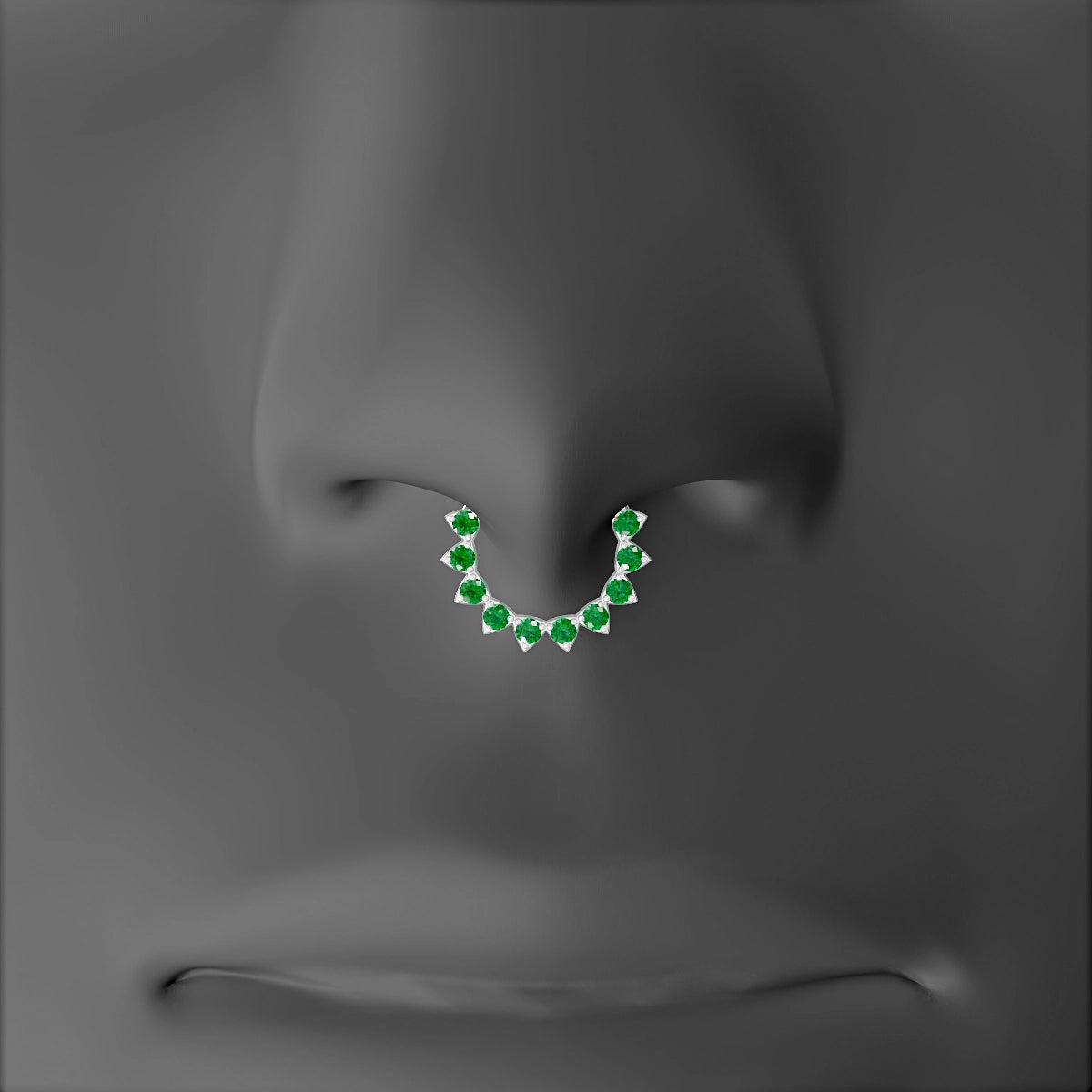 Uma | 18k White Gold 8 mm Emerald Septum Piercing