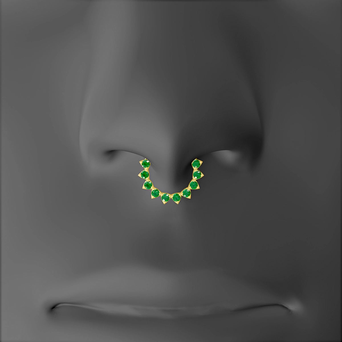 Uma | 18k Yellow Gold 8 mm Emerald Septum Piercing