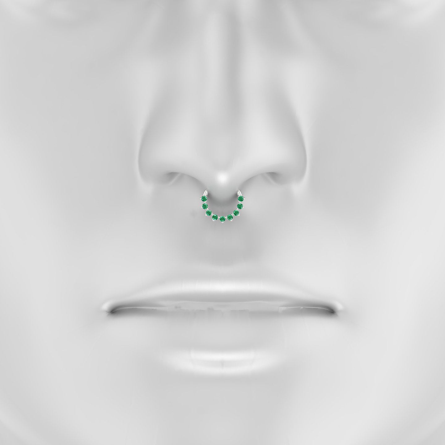 Uma | 18k White Gold 8 mm Emerald Septum Piercing