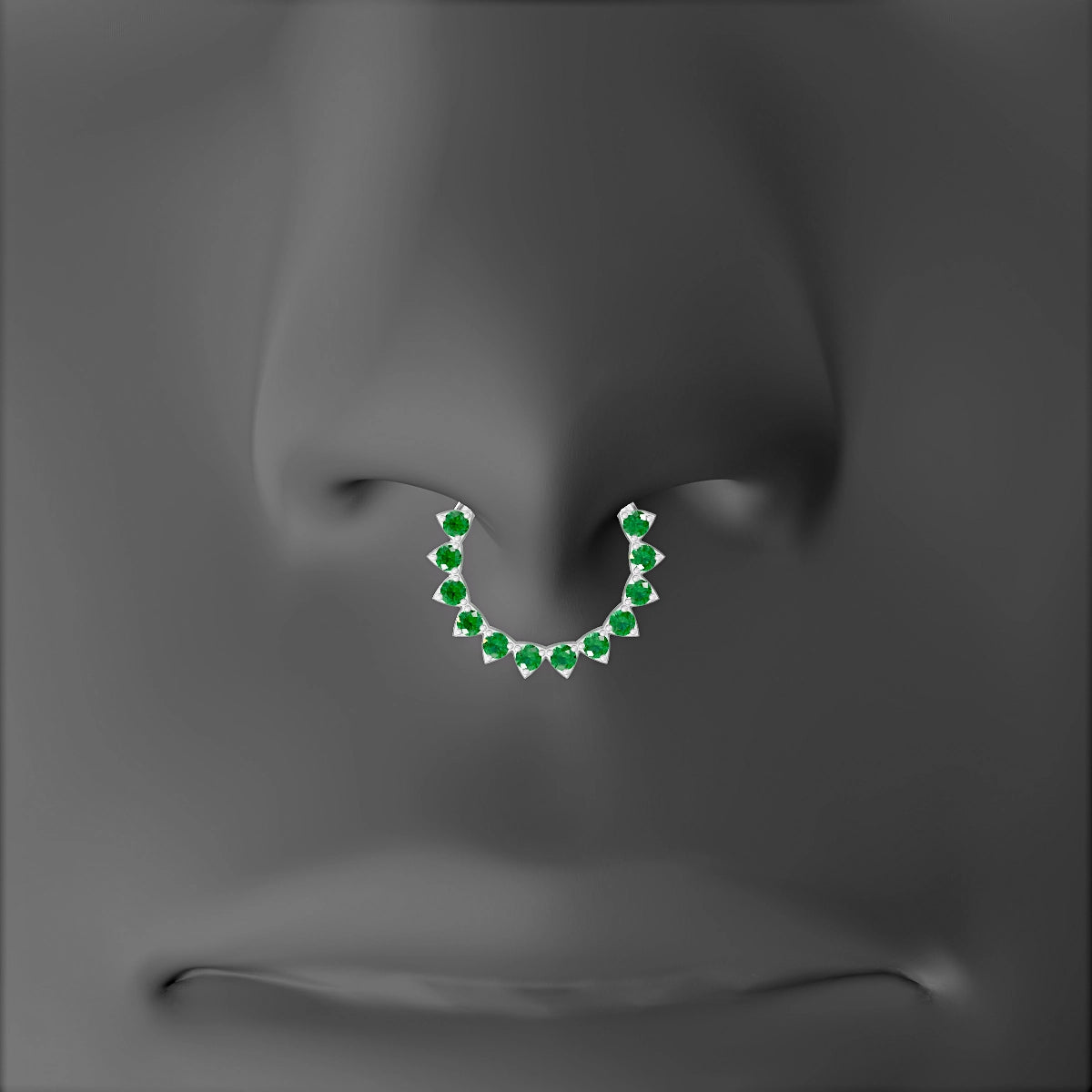 Uma | 18k White Gold 9.5 mm Emerald Septum Piercing