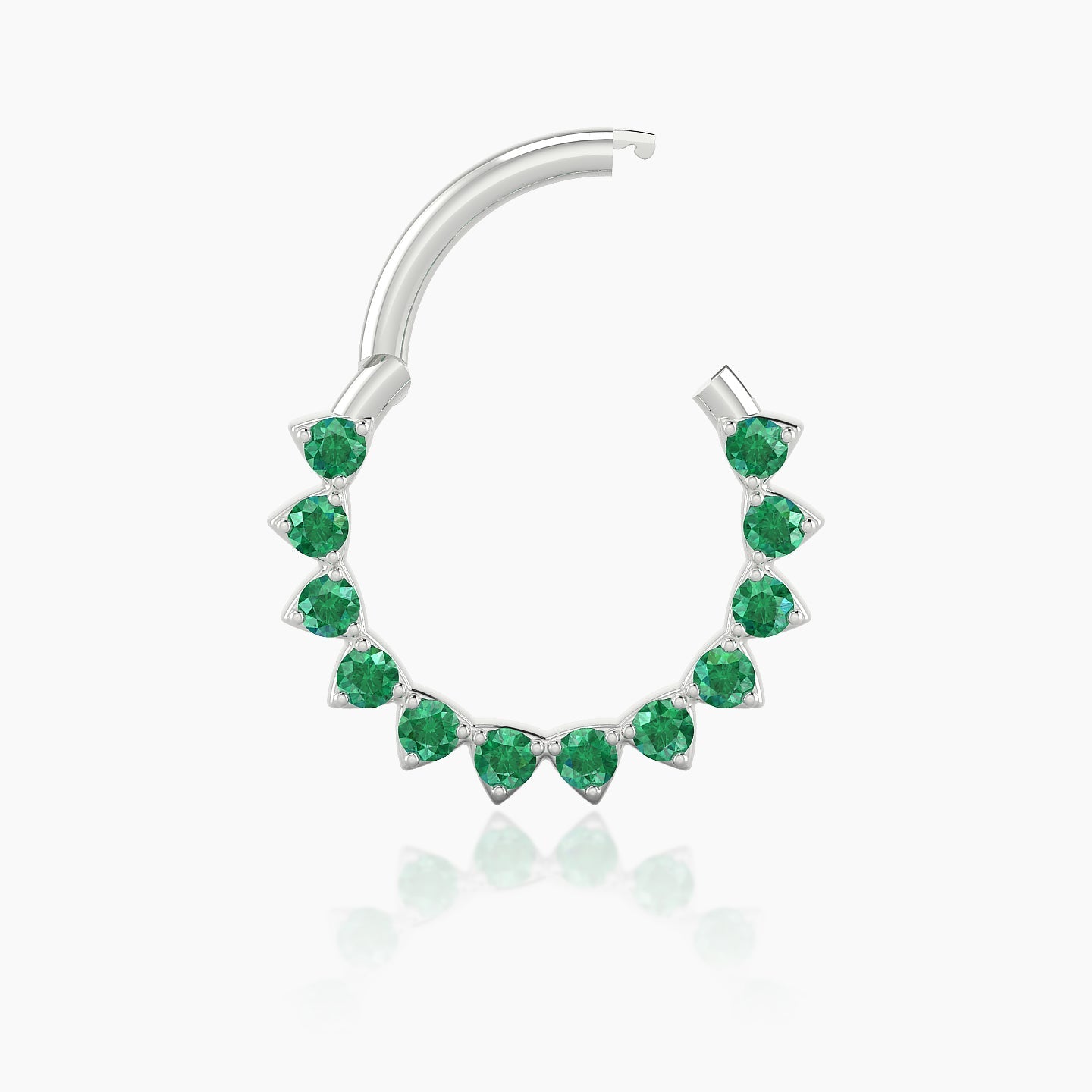 Uma | 18k White Gold 9.5 mm Emerald Septum Piercing