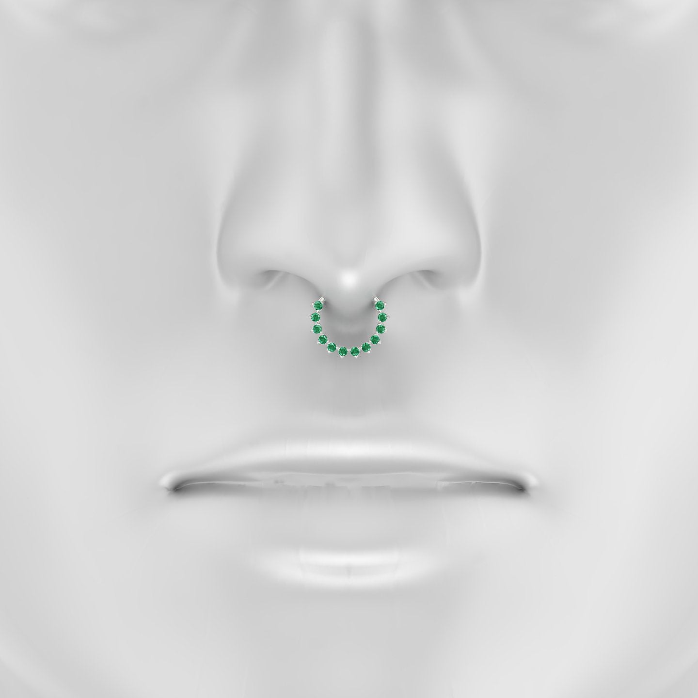 Uma | 18k White Gold 9.5 mm Emerald Septum Piercing