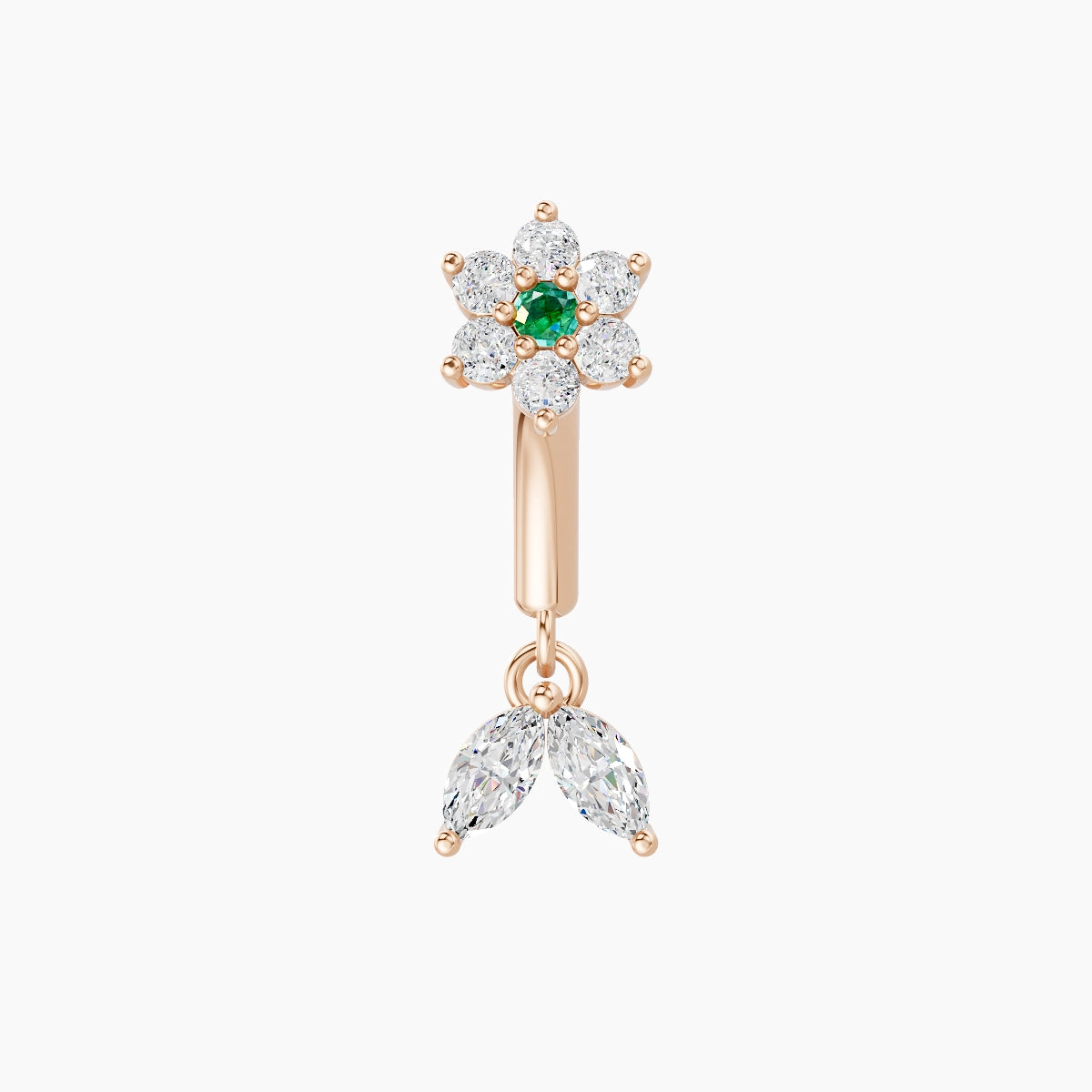 Vela | 18k Rose Gold 6 mm Flower Emerald & Diamond Rook Piercing
