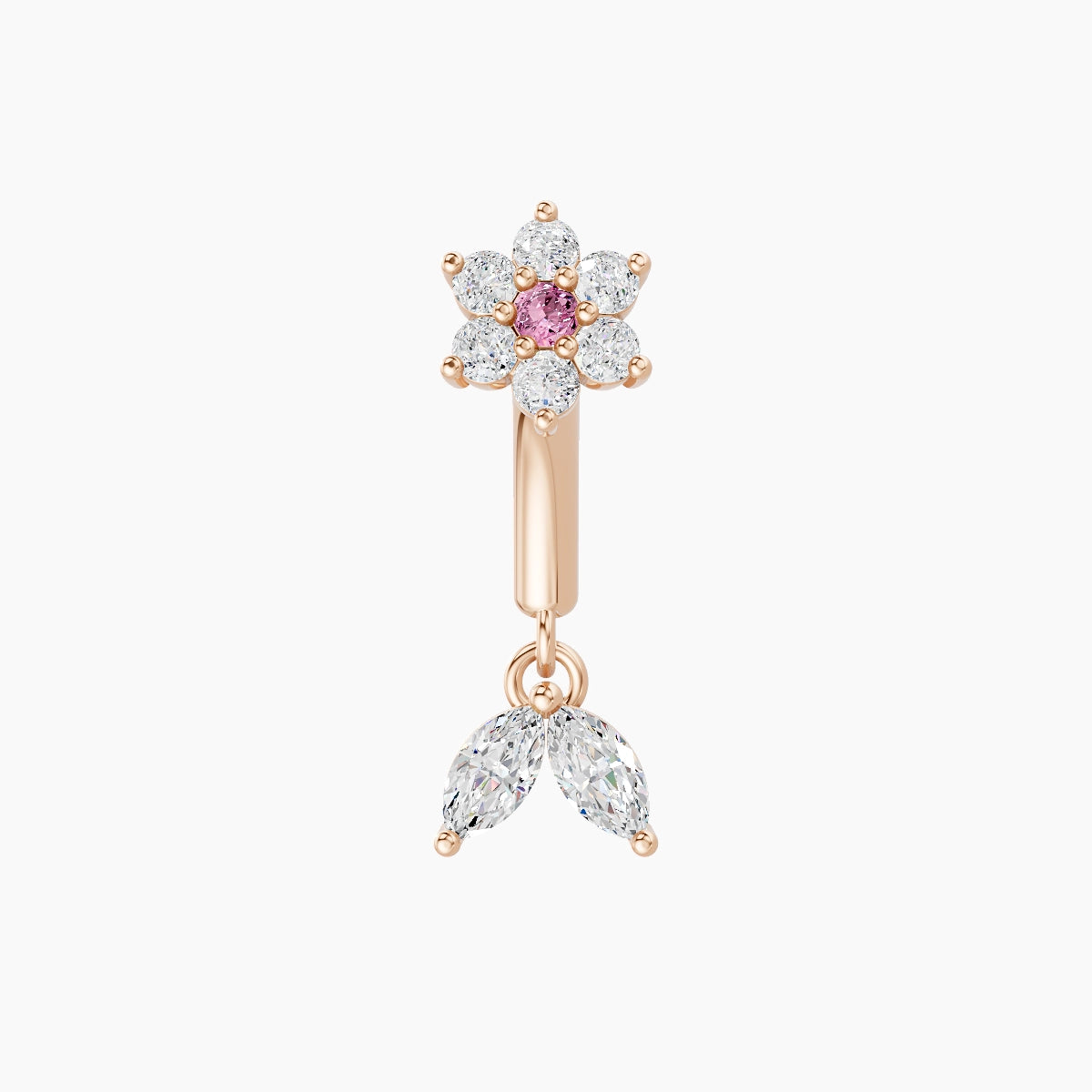 Vela | 18k Rose Gold 6 mm Flower Pink Sapphire & Diamond Rook Piercing