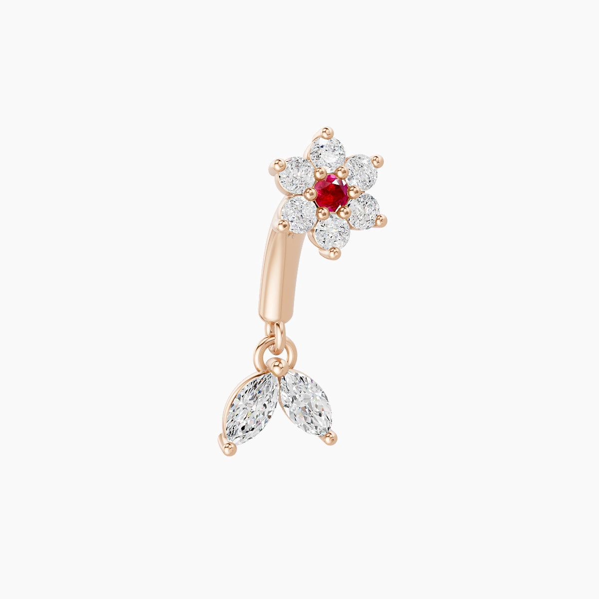 Vela | 18k Rose Gold 6 mm Flower Ruby & Diamond Rook Piercing