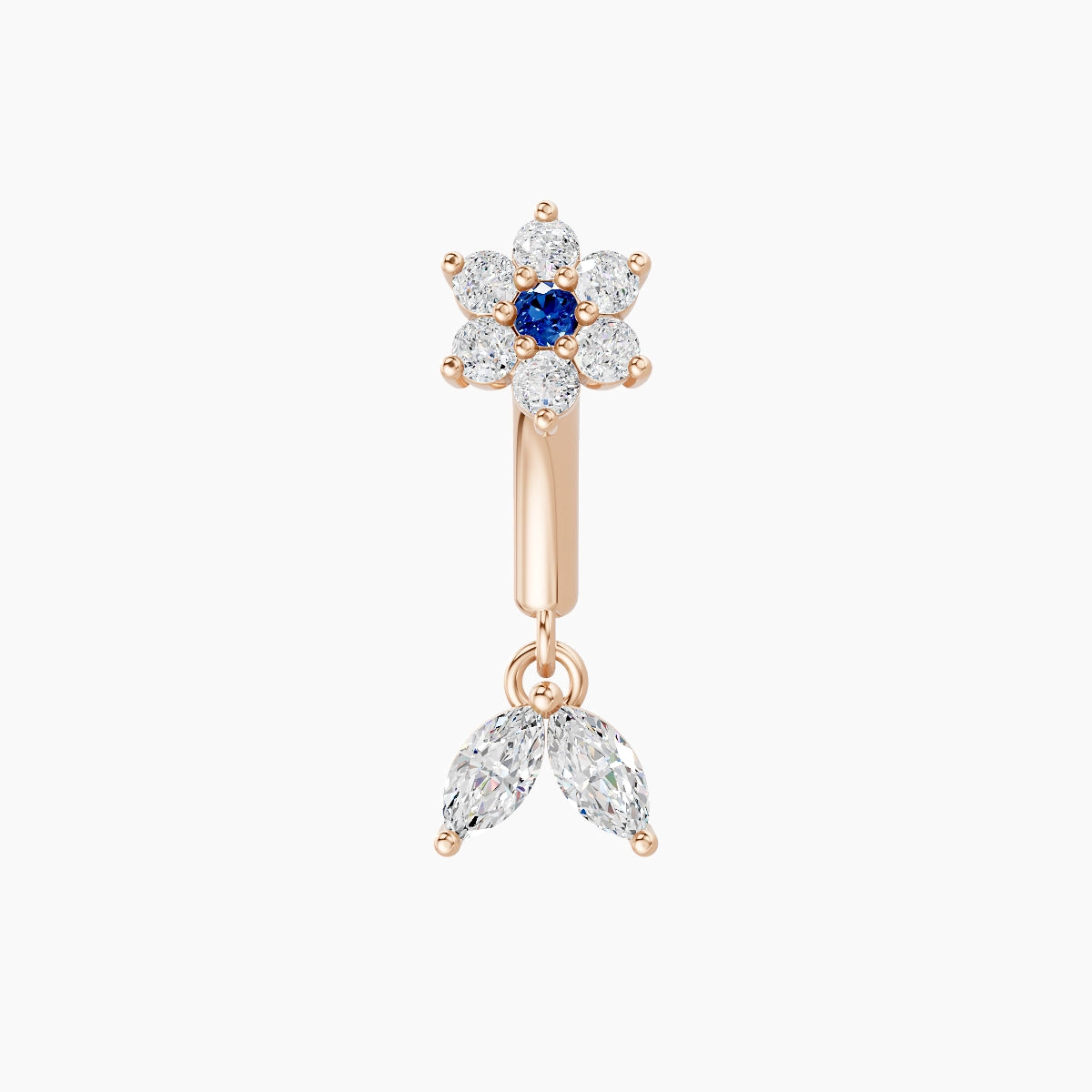 Vela | 18k Rose Gold 6 mm Flower Sapphire & Diamond Rook Piercing