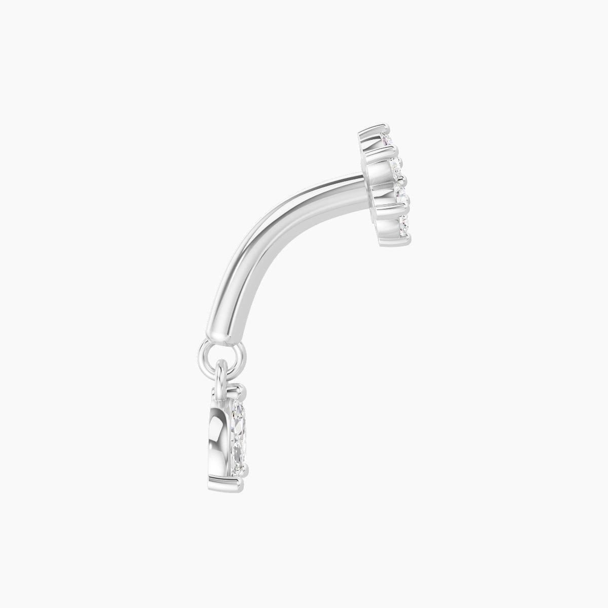 Vela | Piercing Rook Fleur Diamant Or Blanc 18k Hypoallergénique 4 mm 6 mm