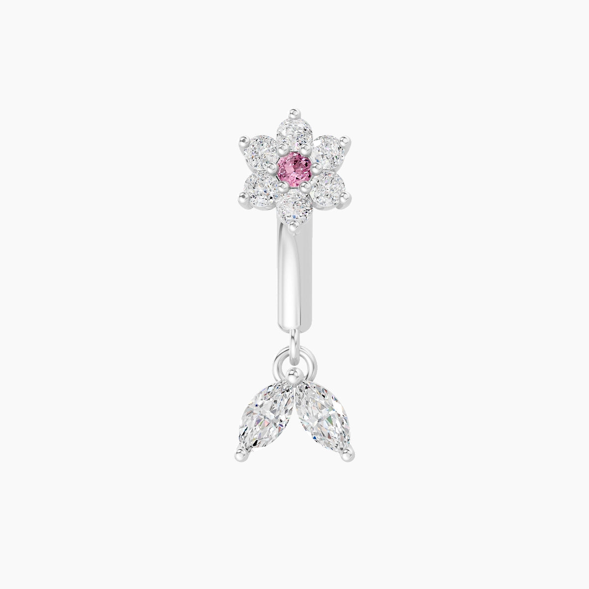 Vela | 18k White Gold 6 mm Flower Pink Sapphire & Diamond Rook Piercing