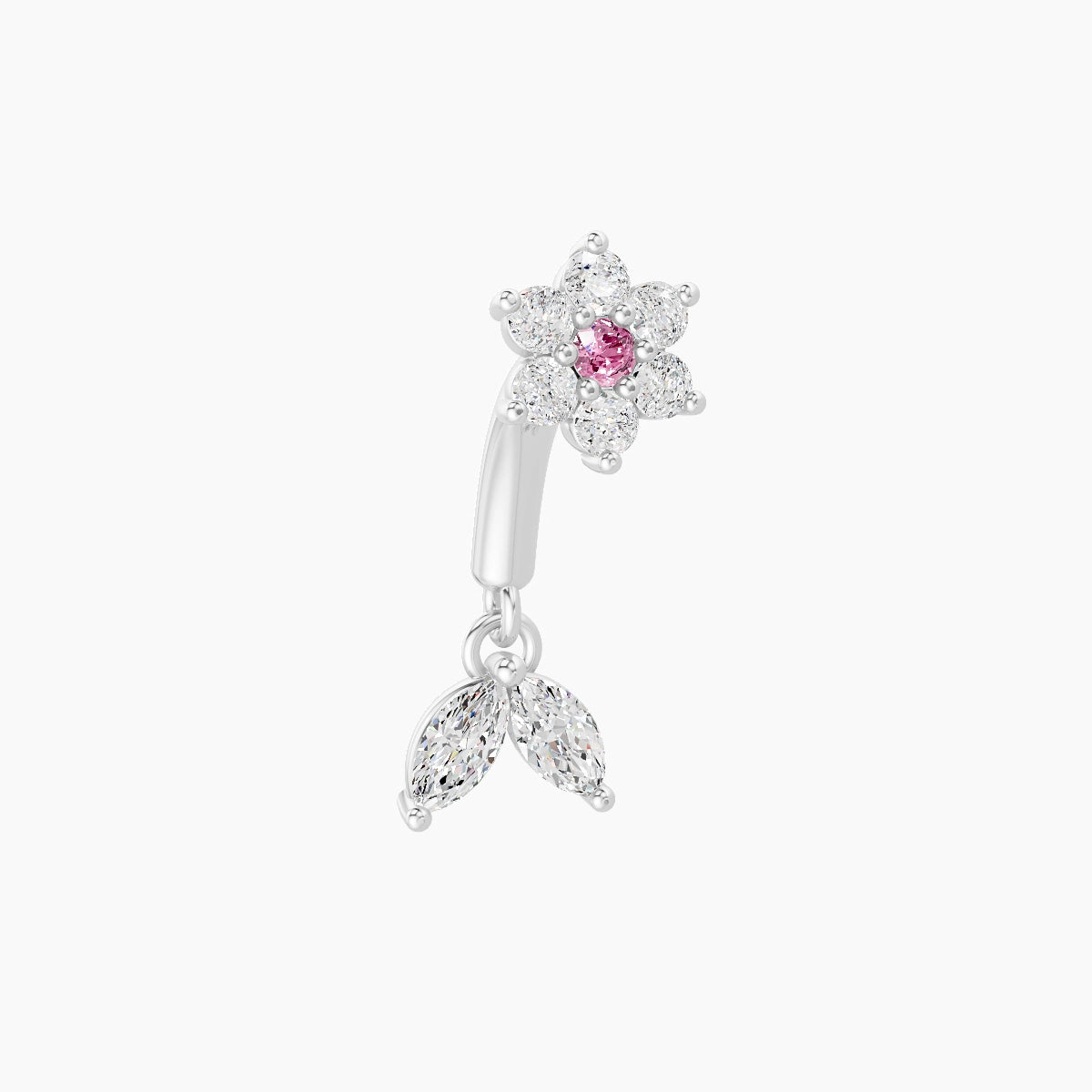 Vela | 18k White Gold 6 mm Flower Pink Sapphire & Diamond Rook Piercing