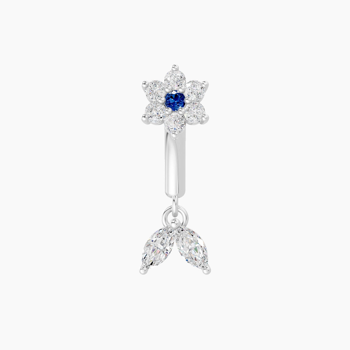 Vela | 18k White Gold 6 mm Flower Sapphire & Diamond Rook Piercing