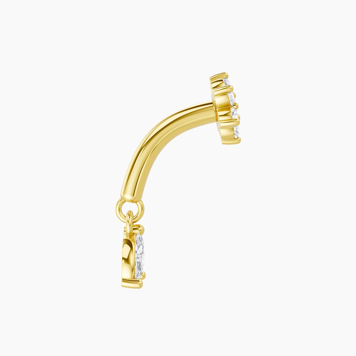 Vela | Piercing Rook Fleur Diamant Or Jaune 18k Hypoallergénique 4 mm 6 mm