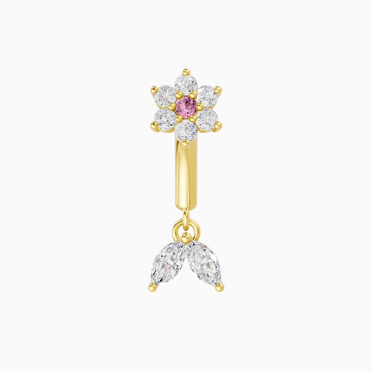 Vela | 18k Yellow Gold 6 mm Flower Pink Sapphire & Diamond Rook Piercing