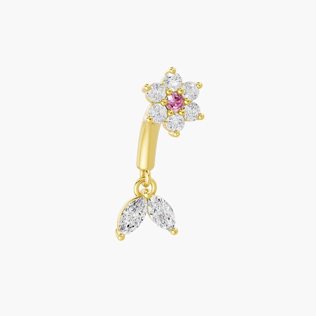 Vela | 18k Yellow Gold 6 mm Flower Pink Sapphire & Diamond Rook Piercing