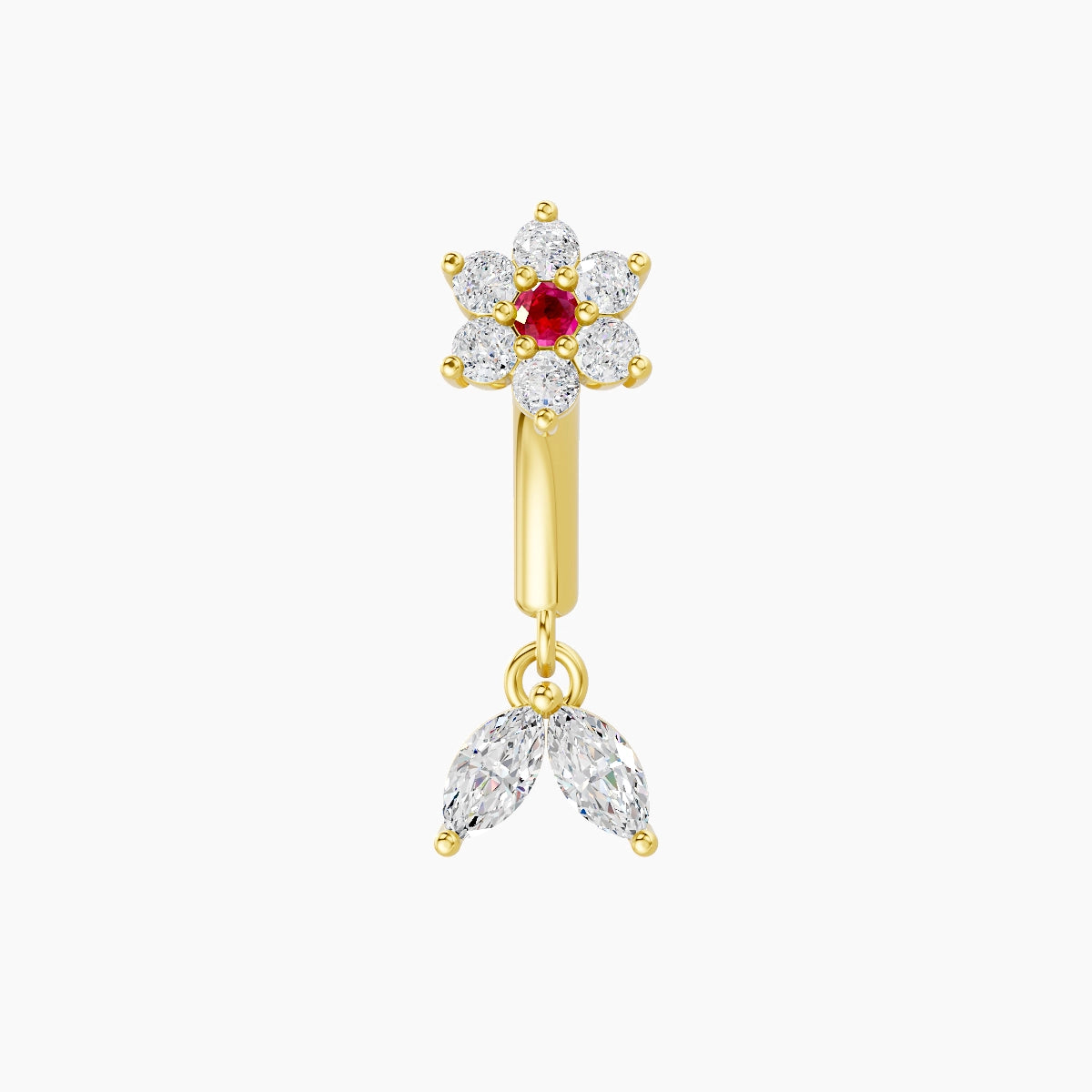 Vela | 18k Yellow Gold 6 mm Flower Ruby & Diamond Rook Piercing
