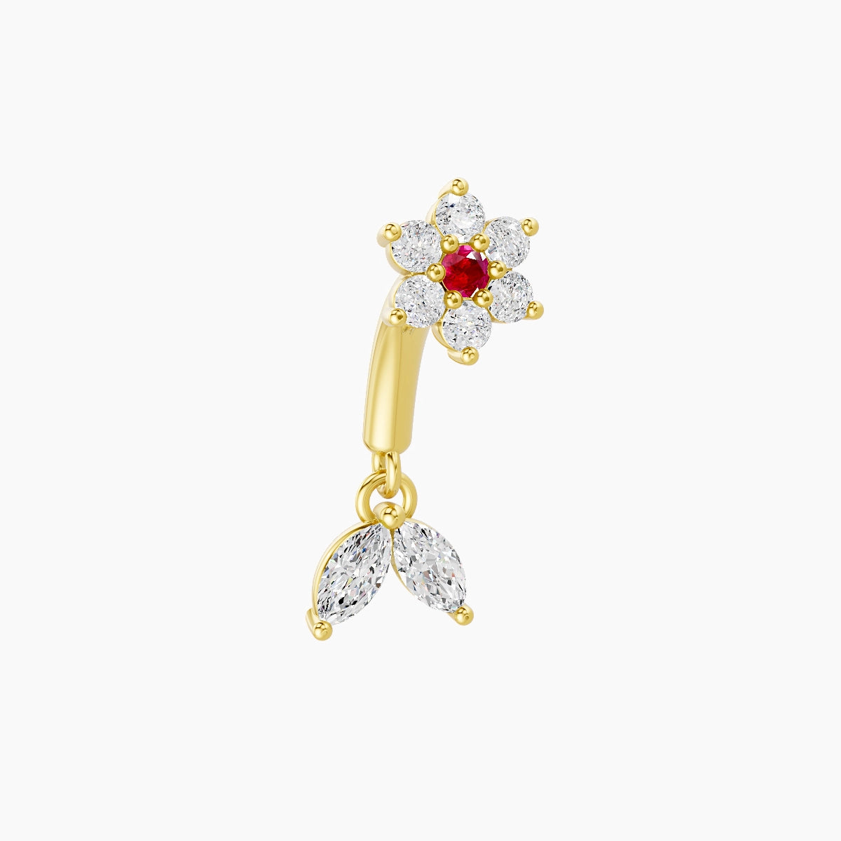 Vela | 18k Yellow Gold 6 mm Flower Ruby & Diamond Rook Piercing