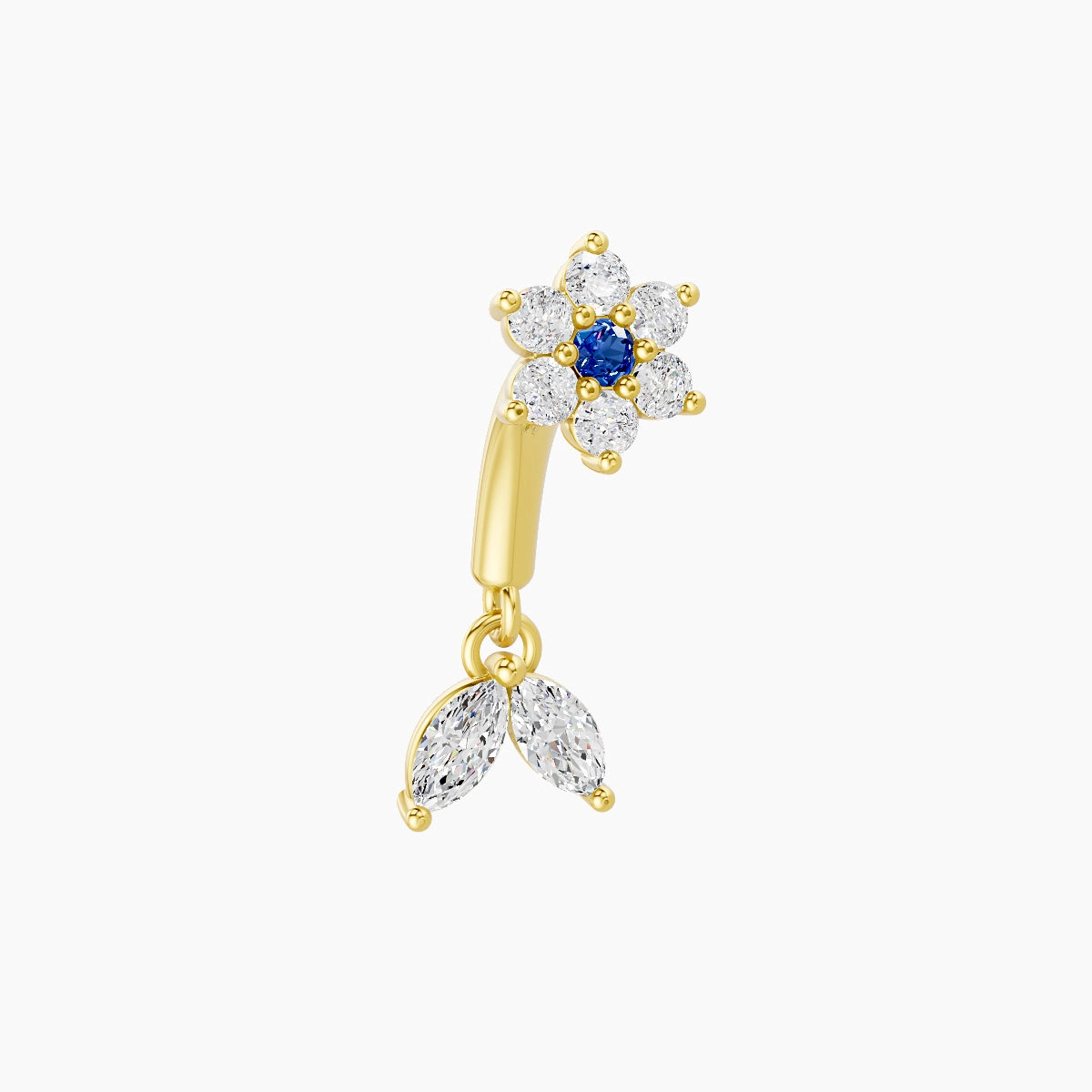Vela | 18k Yellow Gold 6 mm Flower Sapphire & Diamond Rook Piercing