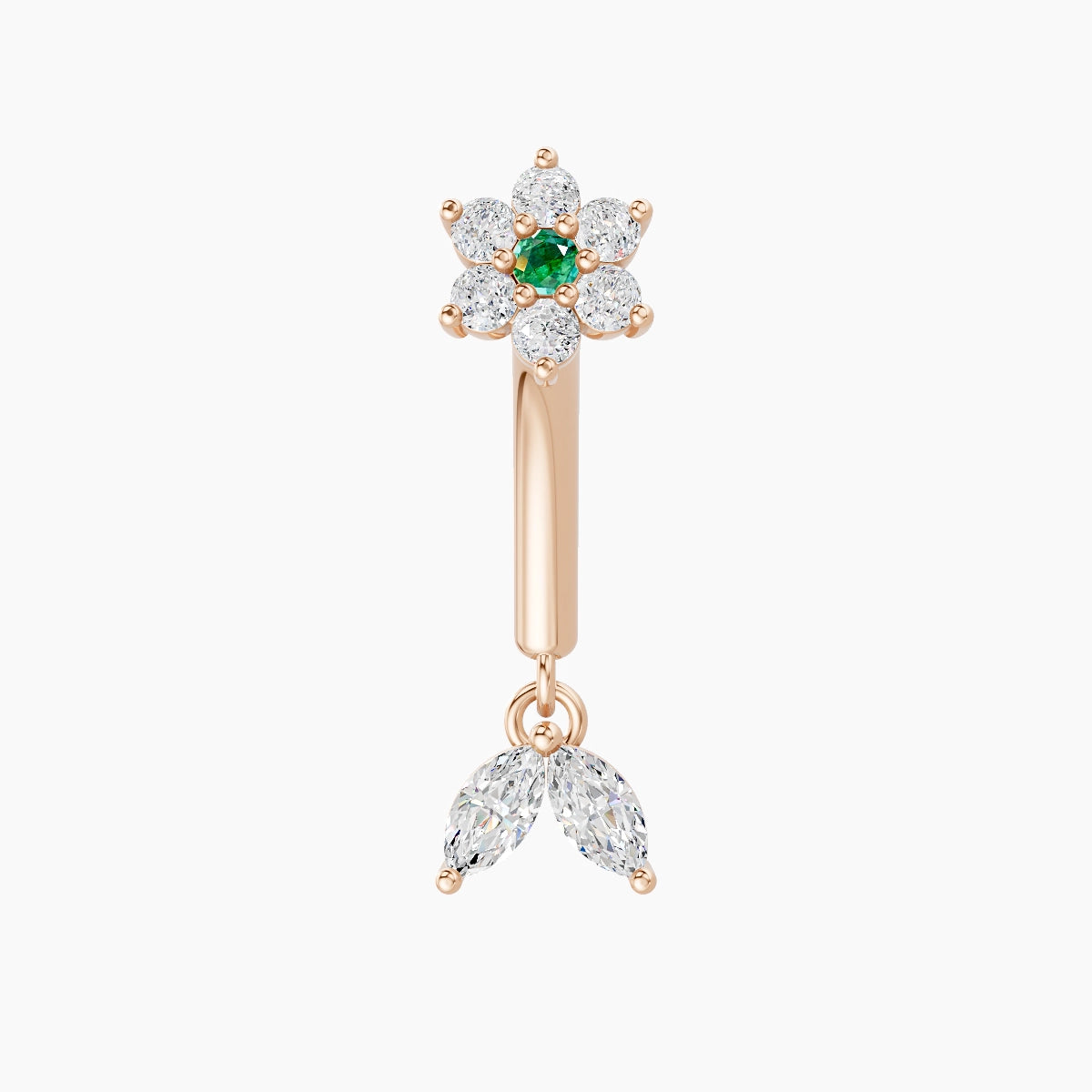 Vela | 18k Rose Gold 8 mm Flower Emerald & Diamond Rook Piercing